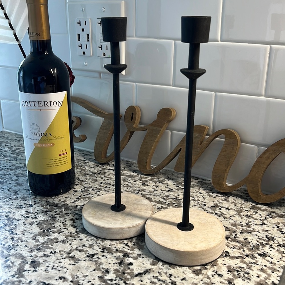 Wood and metal candle holders